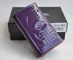 Replica Chanel 20325 Grid pattern CC Logo Tri-Fold Purple Patent Leather